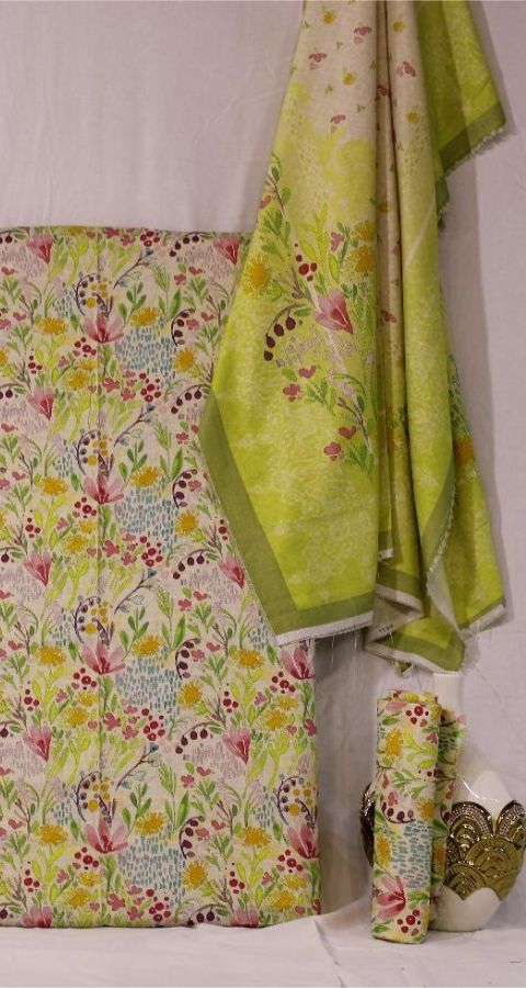 Silk Karandi - Unstitched 3pcs - D327