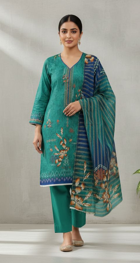 Zari Linen - Unstitched 3pcs - D8362