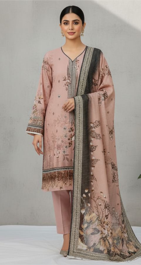 Zari Linen - Unstitched 3pcs - D8364