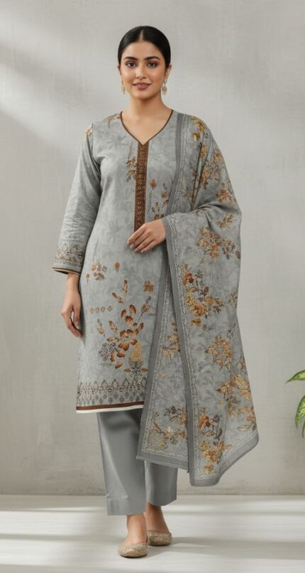 Zari Linen - Unstitched 3pcs - D8365