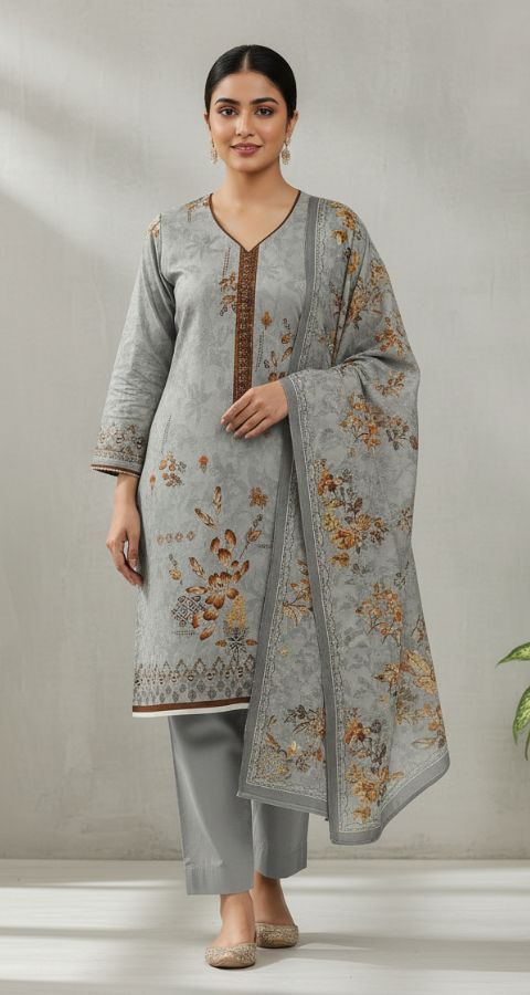 Zari Linen - Unstitched 3pcs - D8365