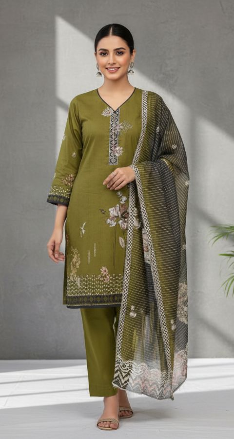 Zari Linen - Unstitched 3pcs - D8366