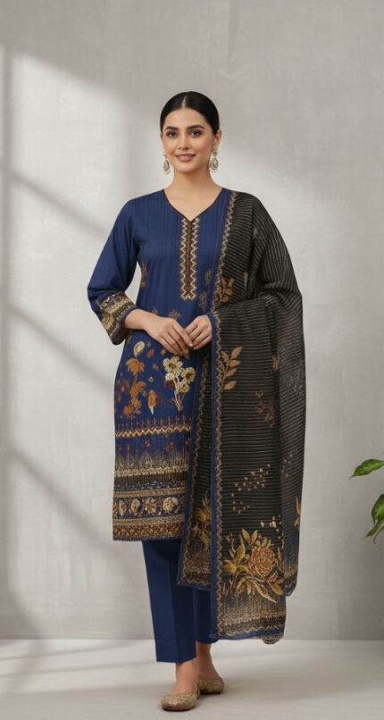 Zari Linen - Unstitched 3pcs - D8368