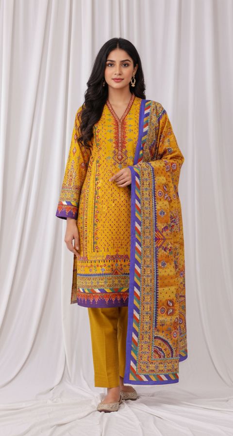 Digital Khaddar - Unstitched 3pcs - D9902