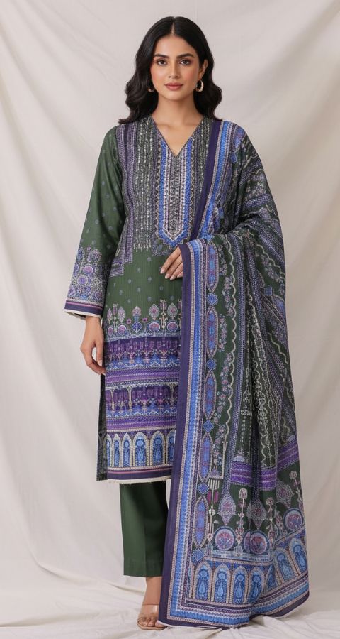 Digital Khaddar - Unstitched 3pcs - D9903