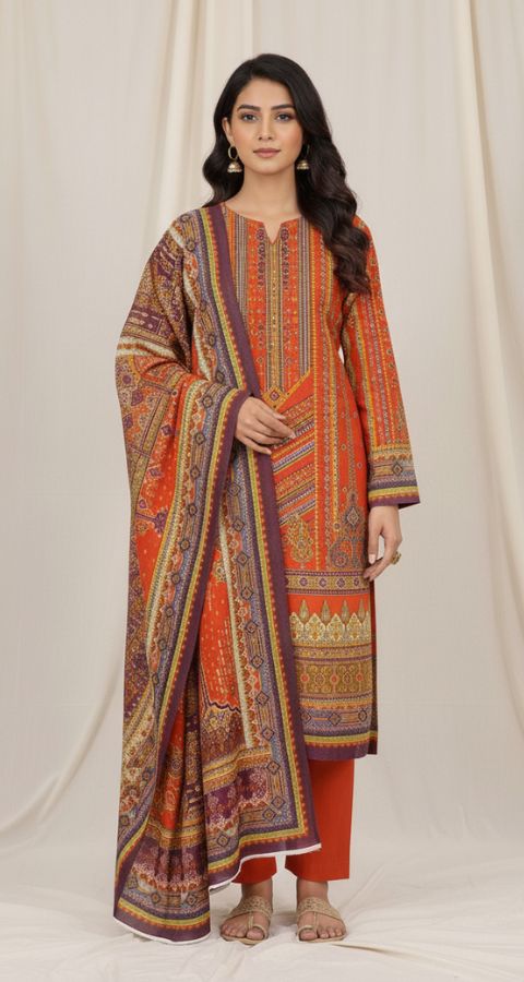 Digital Khaddar - Unstitched 3pcs - D9907