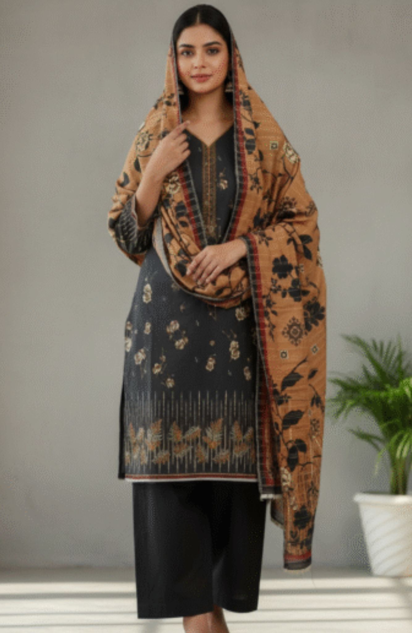 Zari Linen - Unstitched 3pcs - D8361 Zari Linen - Unstitched 3pcs - D8361