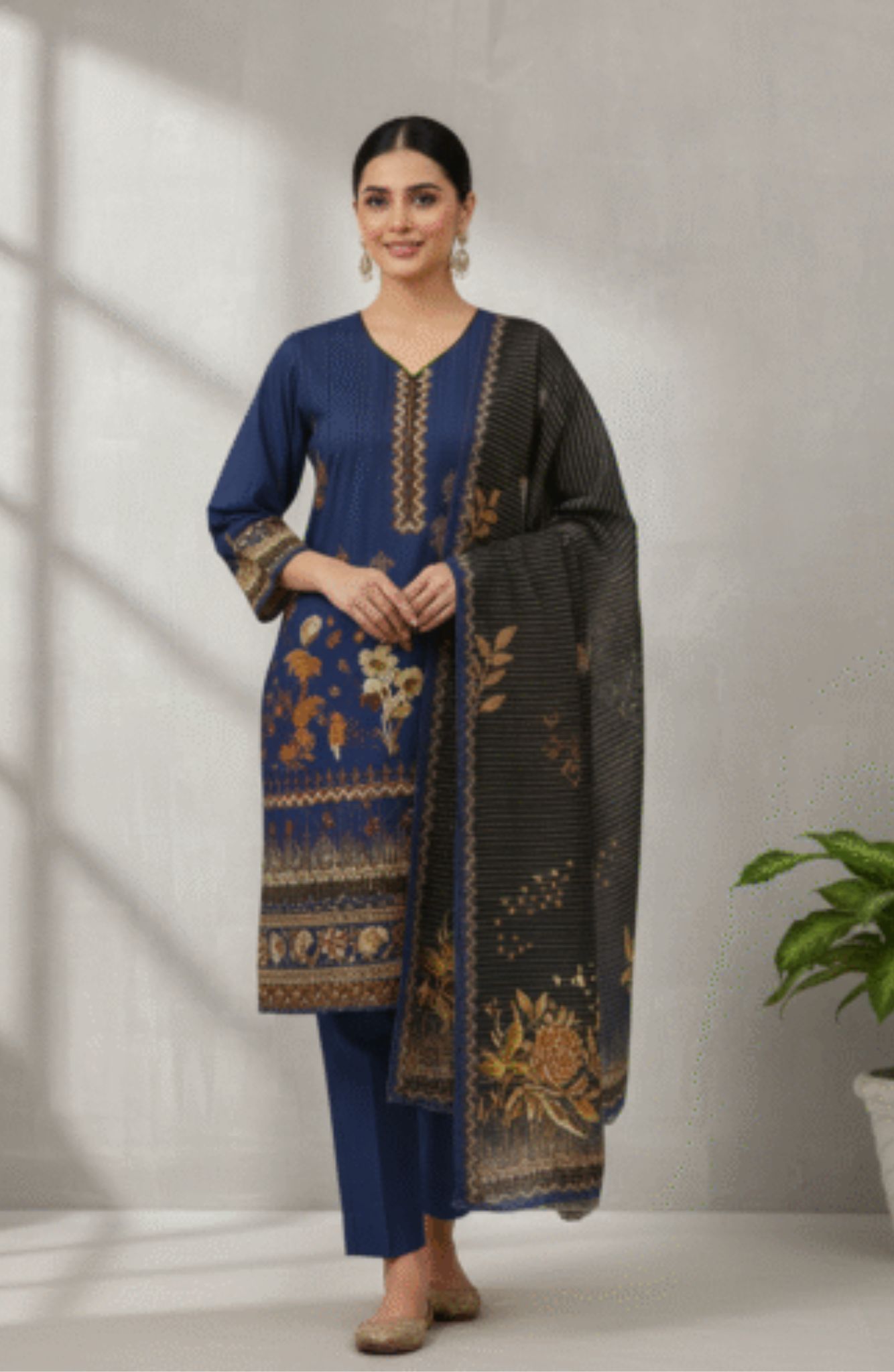 Zari Linen - Unstitched 3pcs - D8368 Zari Linen - Unstitched 3pcs - D8368