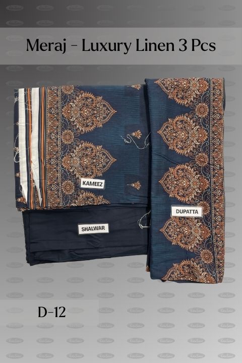 Meraj Luxury Linen 3 Piece – Unstitched Linen Suit - Image 12