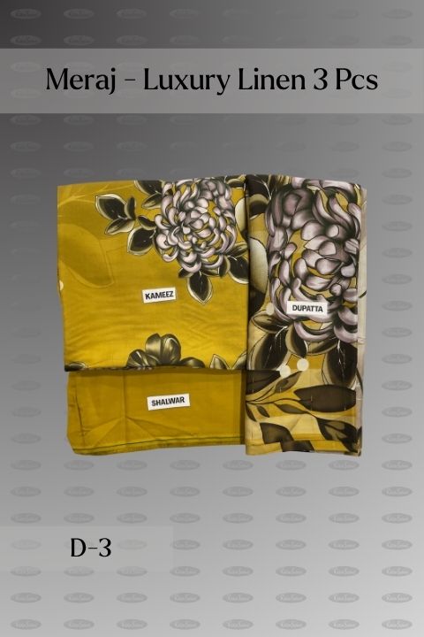 Meraj Luxury Linen 3 Piece – Unstitched Linen Suit - Image 3