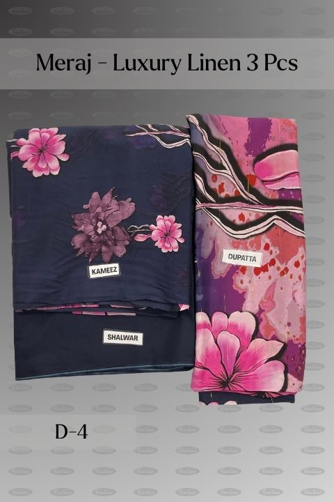 Meraj Luxury Linen 3 Piece – Unstitched Linen Suit - Image 4