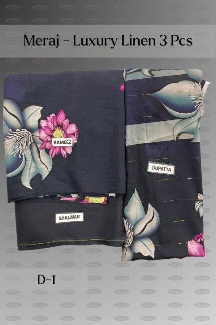 Meraj Luxury Linen 3 Piece – Unstitched Linen Suit