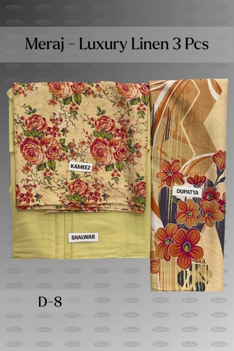 Meraj Luxury Linen 3 Piece – Unstitched Linen Suit - Image 8