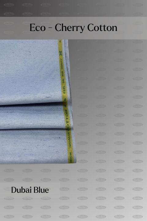 Eco Fabrics Cherry Cotton 100% cotton unstitched fabric for men, dubai blue shade