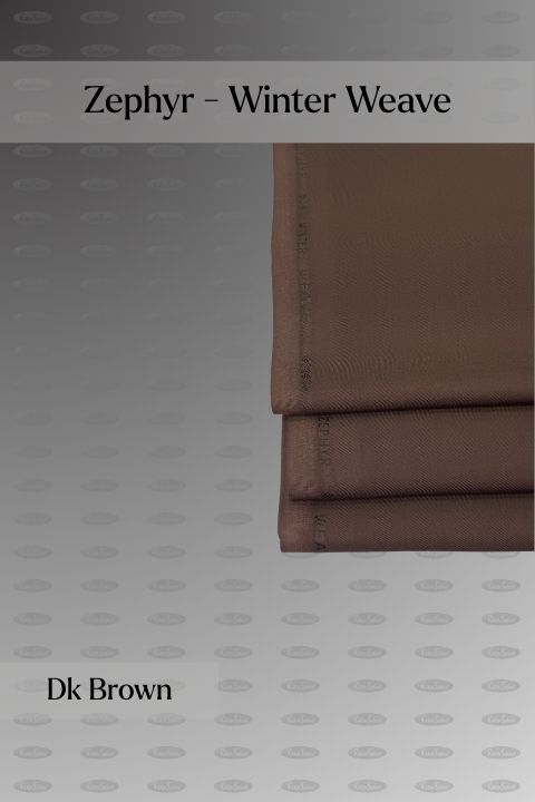 Zephyr Winter Weave wash and wear unstitched fabric for men, dk brown shade