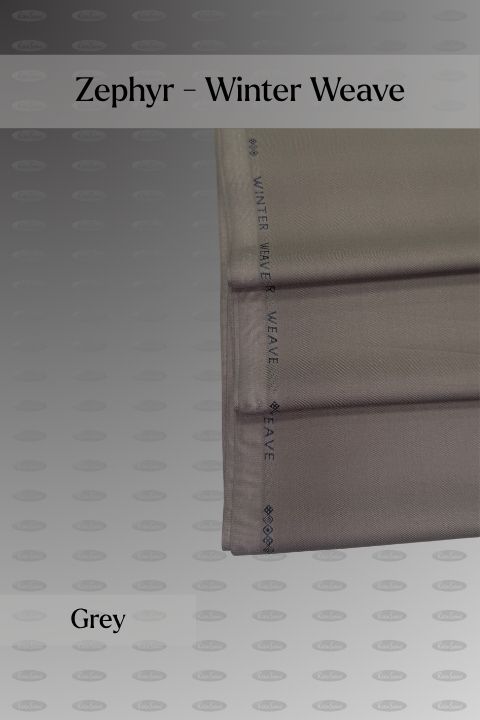 Zephyr Winter Weave wash and wear unstitched fabric for men, grey shade