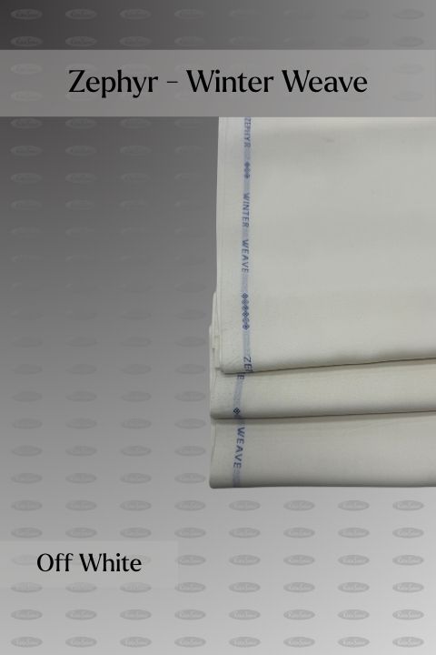 Zephyr Winter Weave wash and wear unstitched fabric for men, off white shade