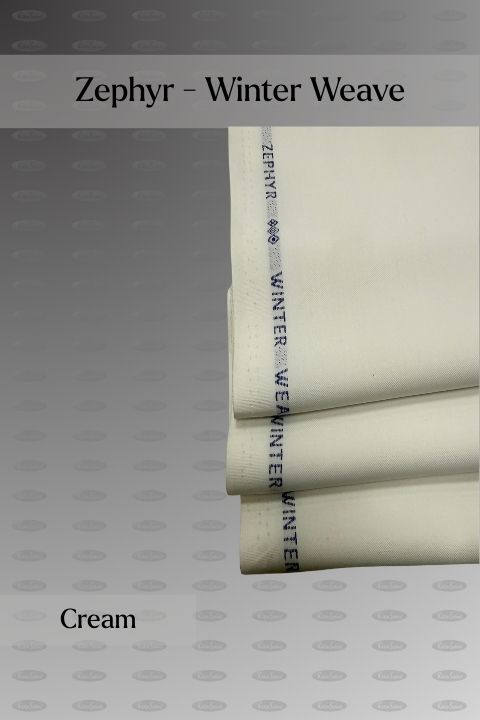 Zephyr Winter Weave wash and wear unstitched fabric for men, cream shade