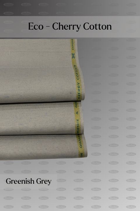 Eco Fabrics Cherry Cotton 100% cotton unstitched fabric for men, greenish grey shade