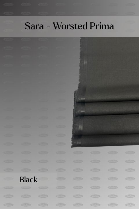 Sara Fabrics Worsted Prima wash and wear unstitched fabric for men, black shade