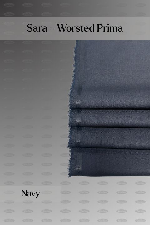 Sara Fabrics Worsted Prima wash and wear unstitched fabric for men, navy blue shade