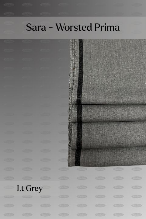 Sara Fabrics Worsted Prima wash and wear unstitched fabric for men, lt grey shade