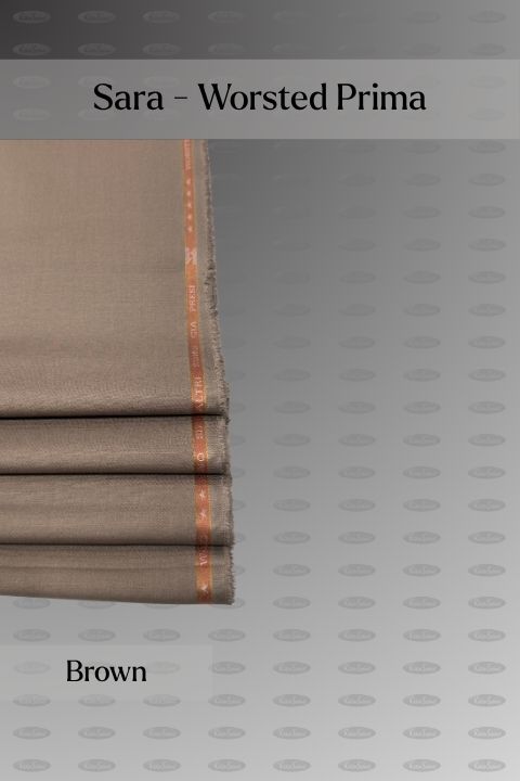 Sara Fabrics Worsted Prima wash and wear unstitched fabric for men, brown shade