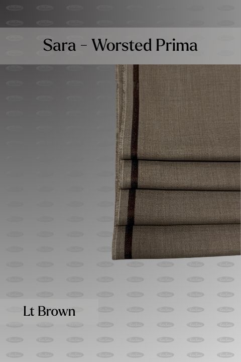 Sara Fabrics Worsted Prima wash and wear unstitched fabric for men, lt brown shade