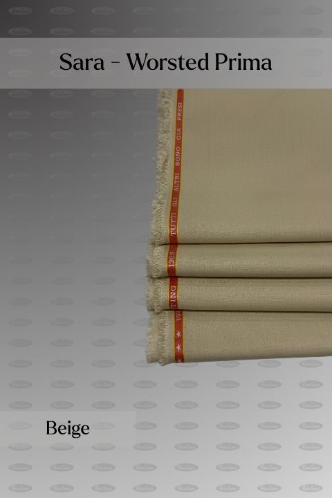 Sara Fabrics Worsted Prima wash and wear unstitched fabric for men, beige shade