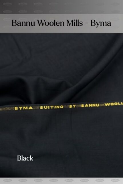 Bannu Woolen Mills Byma Suiting woolen fabric for men's shalwar kameez, black shade