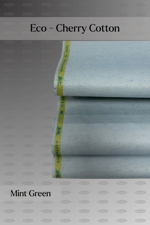 Eco Fabrics Cherry Cotton 100% cotton unstitched fabric for men, mint green shade