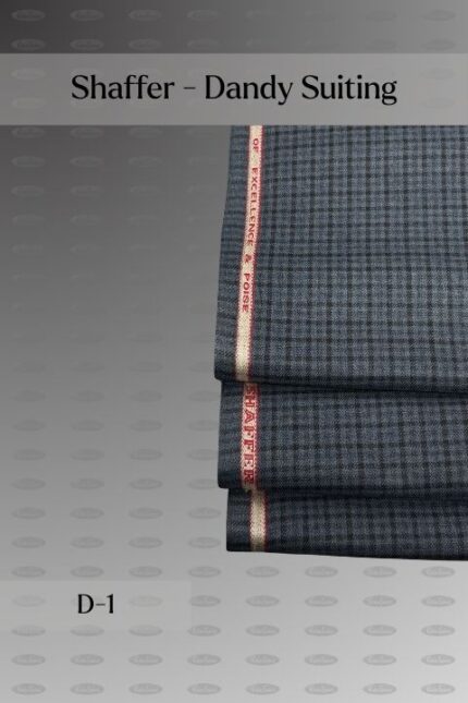 Shaffer Dandy Suiting fabric for suits and waistcoats, design D-1 blue-grey check