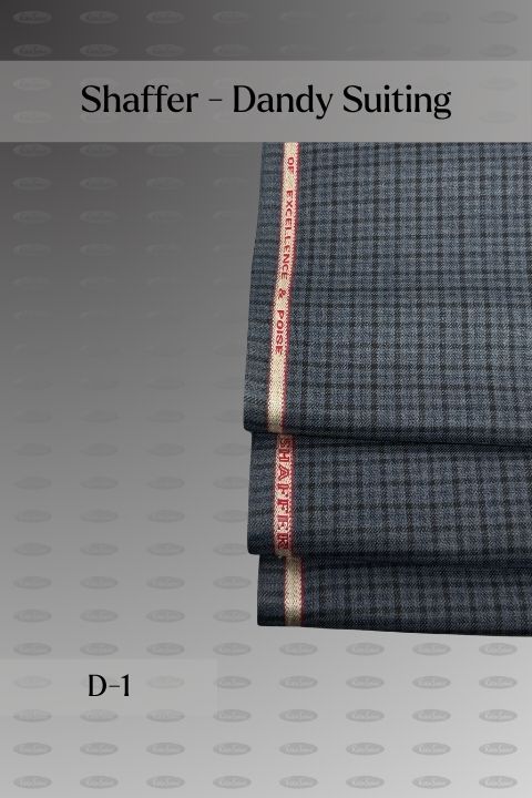 Shaffer Dandy Suiting fabric for suits and waistcoats, design D-1 blue-grey check