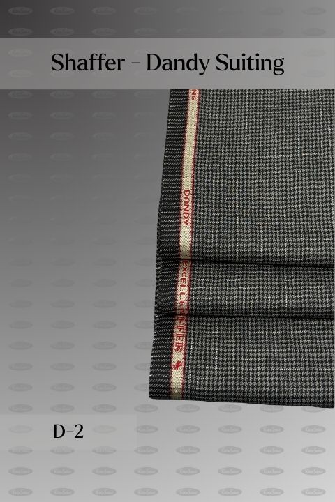 Shaffer Dandy Suiting fabric for suits and waistcoats, design D-2 grey houndstooth