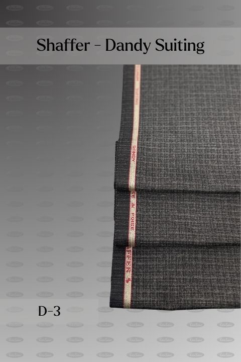 Shaffer Dandy Suiting fabric for suits and waistcoats, design D-3 charcoal grid check