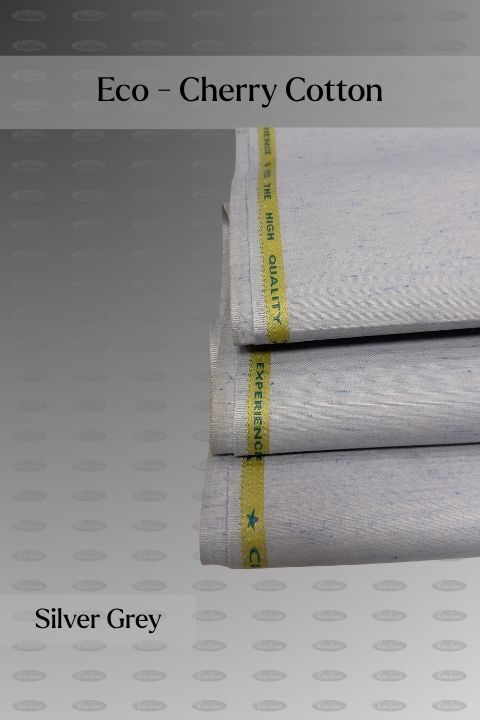 Eco Fabrics Cherry Cotton 100% cotton unstitched fabric for men, silver grey shade