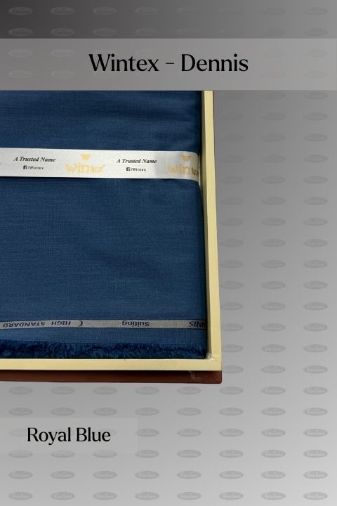 Wintex Dennis textured winter wash and wear fabric for men in gift box, Royal Blue shade